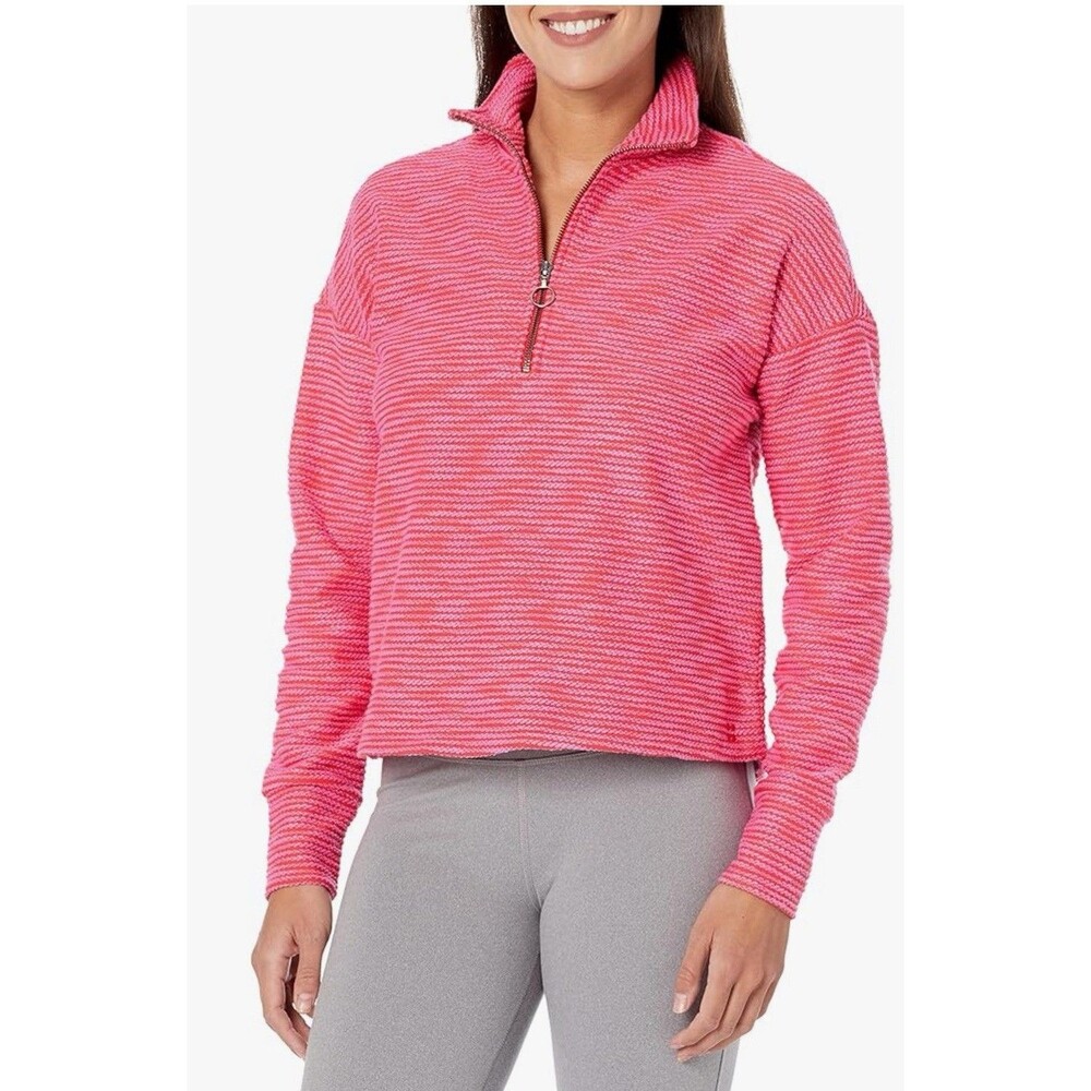 Sweaty Betty Women's Size 10 Rest‎ Up Textured Half Zip Pullover Pink Workout